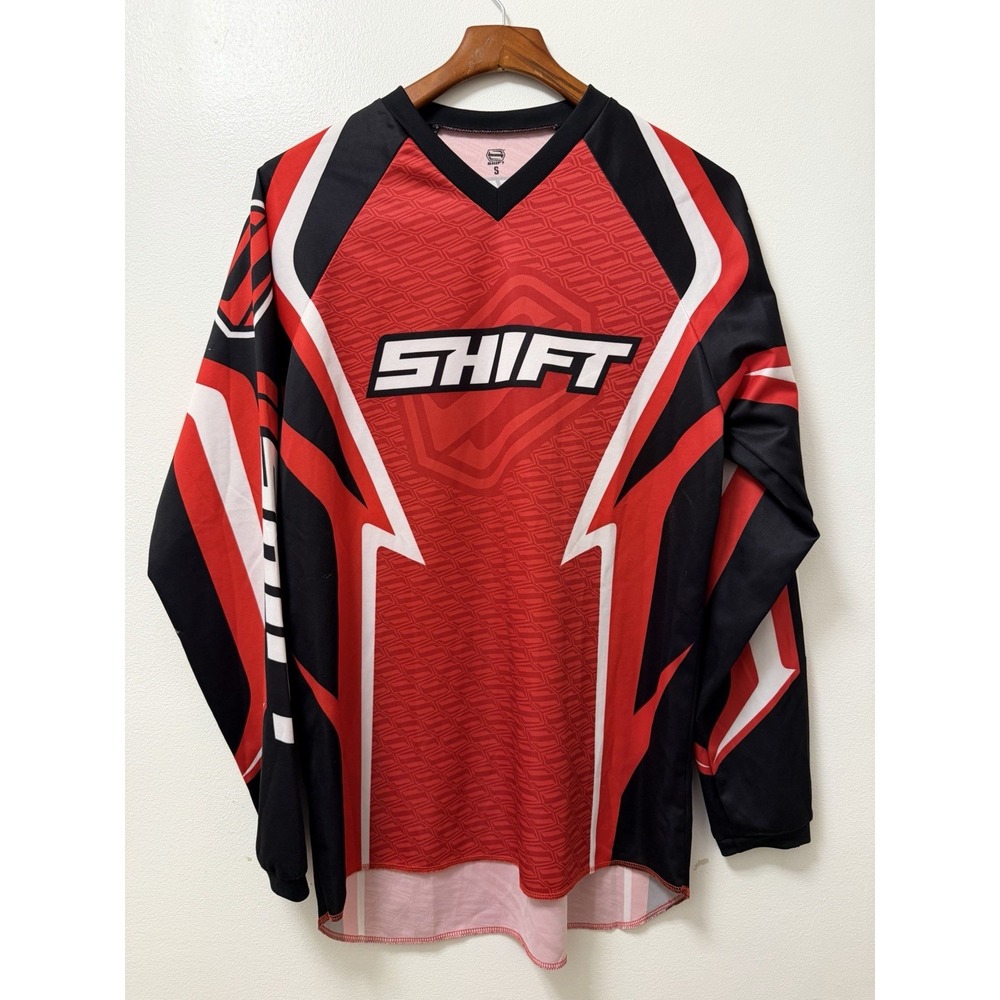 Shift Racing Jersey Shirt Men's Small Logo Motocross Long Sleeve Red White Black